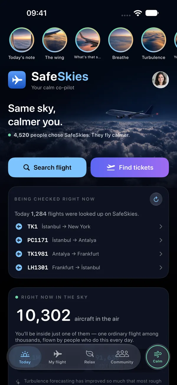 Search your flight and see how many planes are in the sky right now.