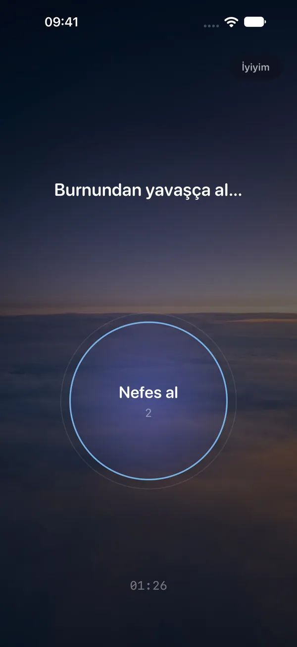 Sakinleş: Panik anında rehberli nefes: 4 saniye al, 6 saniye ver.